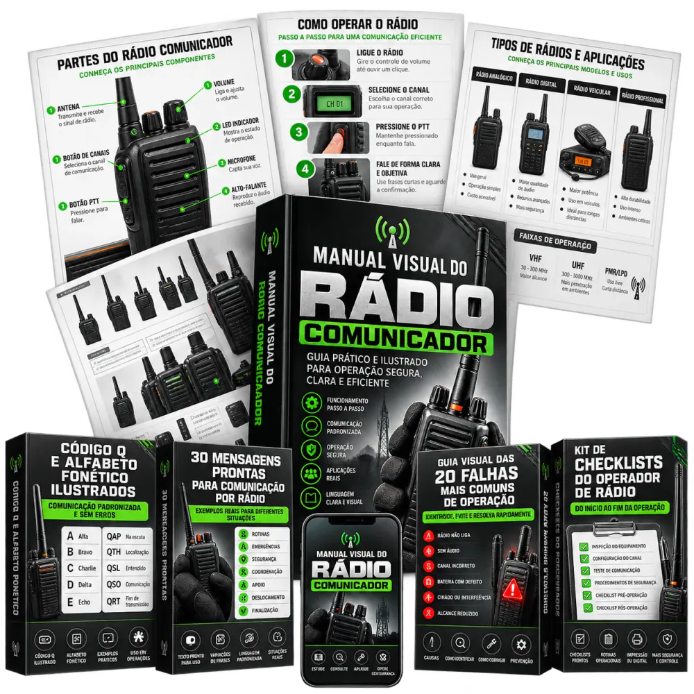 Kit completo: Manual do Rádio Comunicador e 4 bônus exclusivos