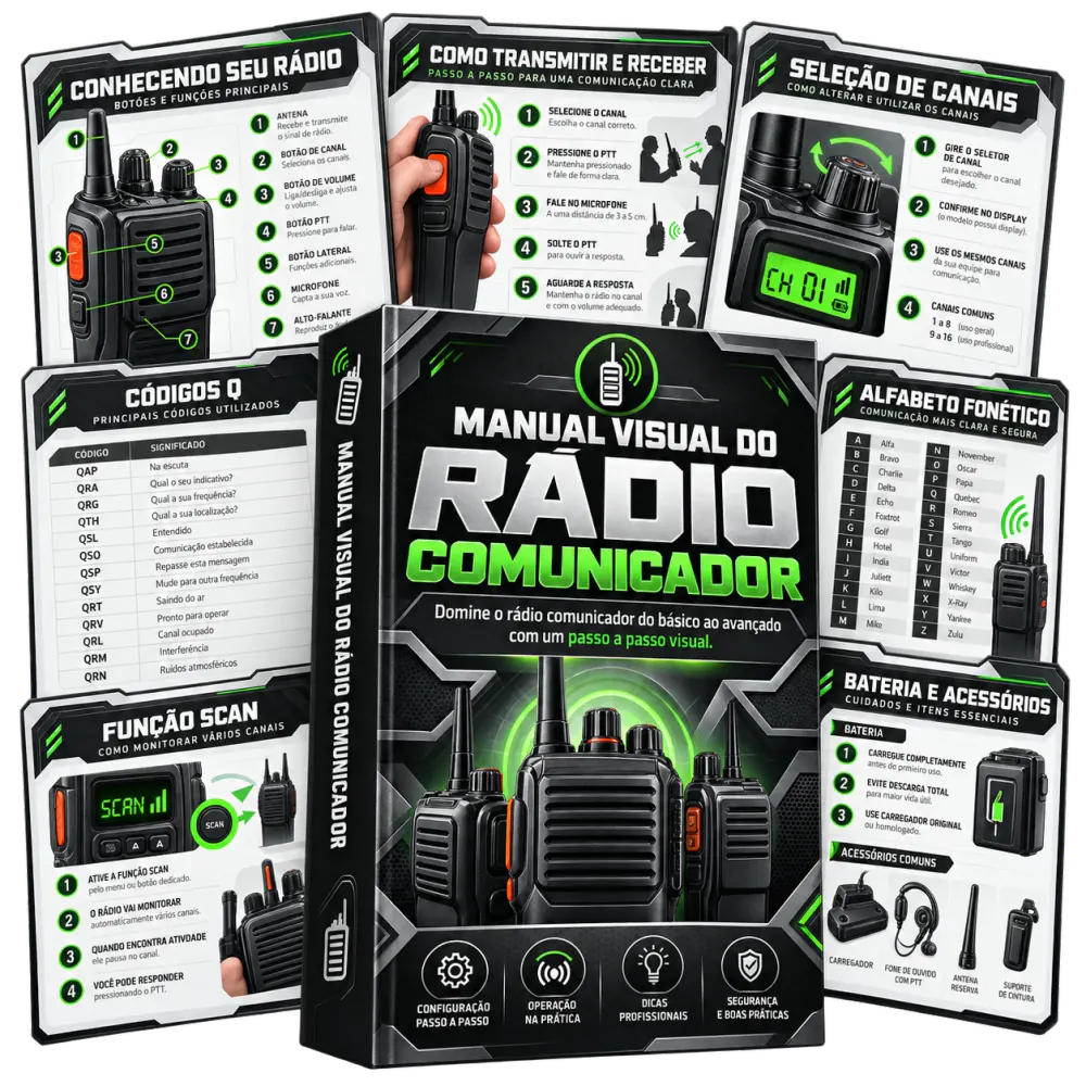 Manual Visual do Rádio Comunicador, para imprimir e consultar no celular